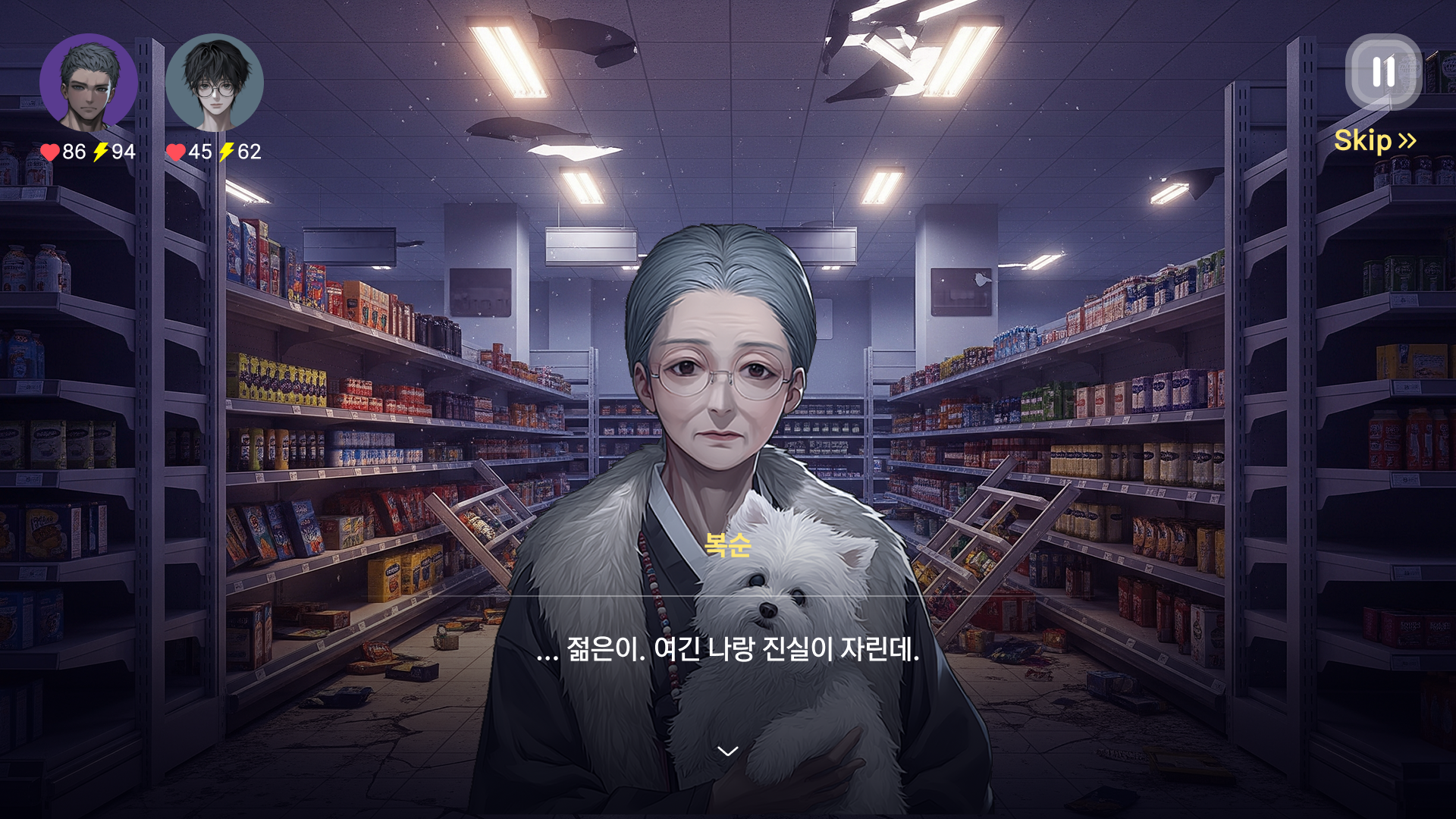 스토리 진행 화면